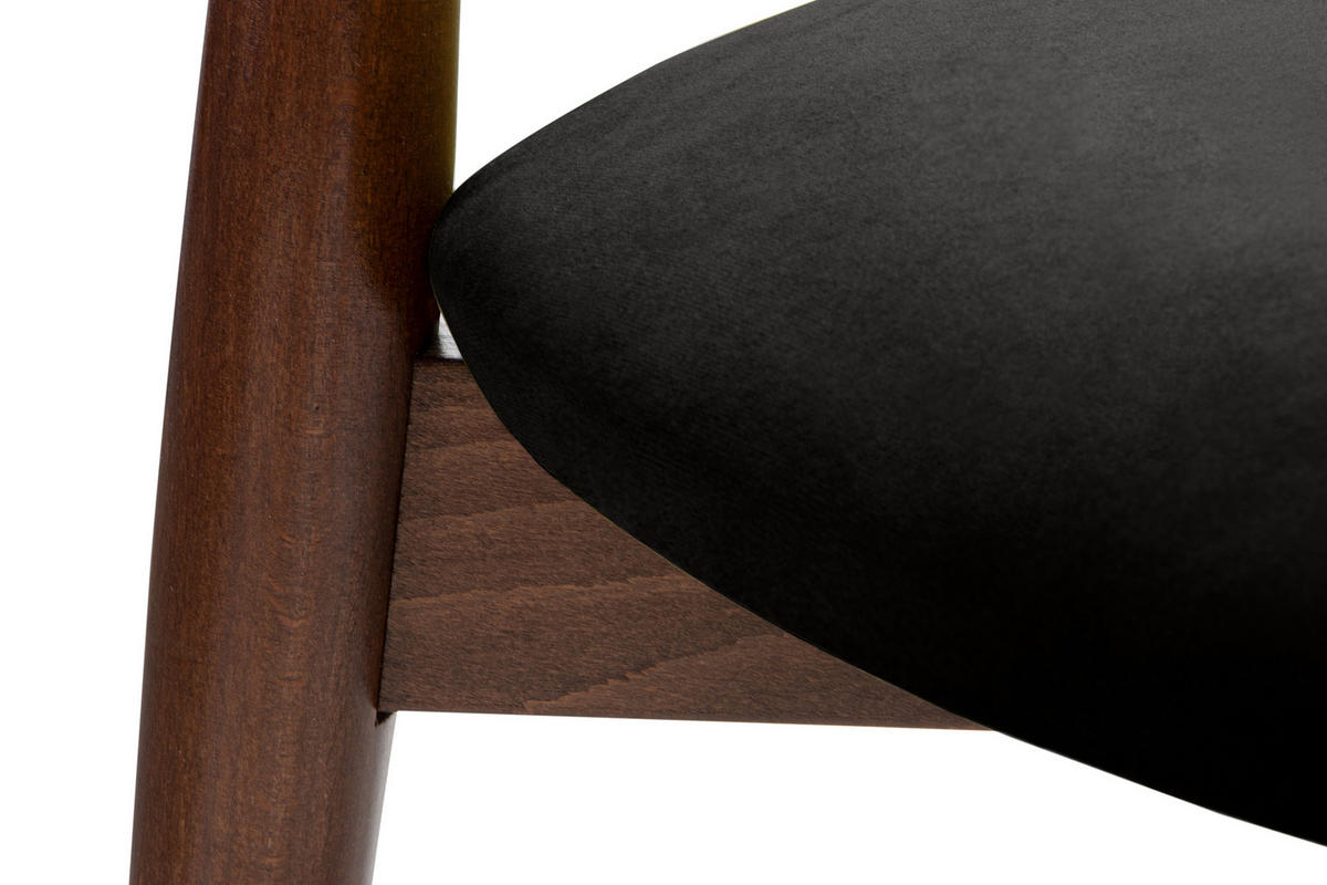 STUHL-SET RABI 2 Stück Gestell aus Buche Massivholz, schwarz - Walnussfarben/Schwarz, Holz/Buchenholz (47/79/45cm) - KONSIMO®