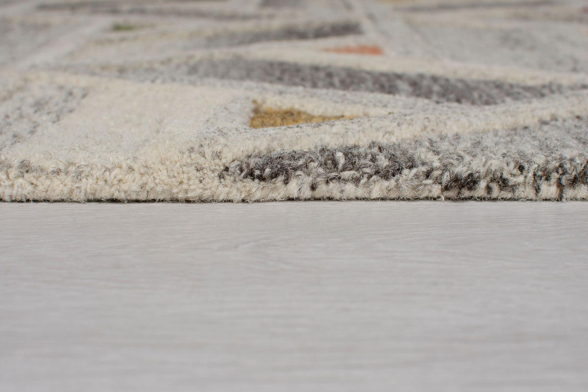 WOLLTEPPICH Hoch-Tief-Design, Geo-Muster ESK SAM, Grau-Multi 160x230 cm - Grau, Textil (160/230cm) - KADIMA DESIGN
