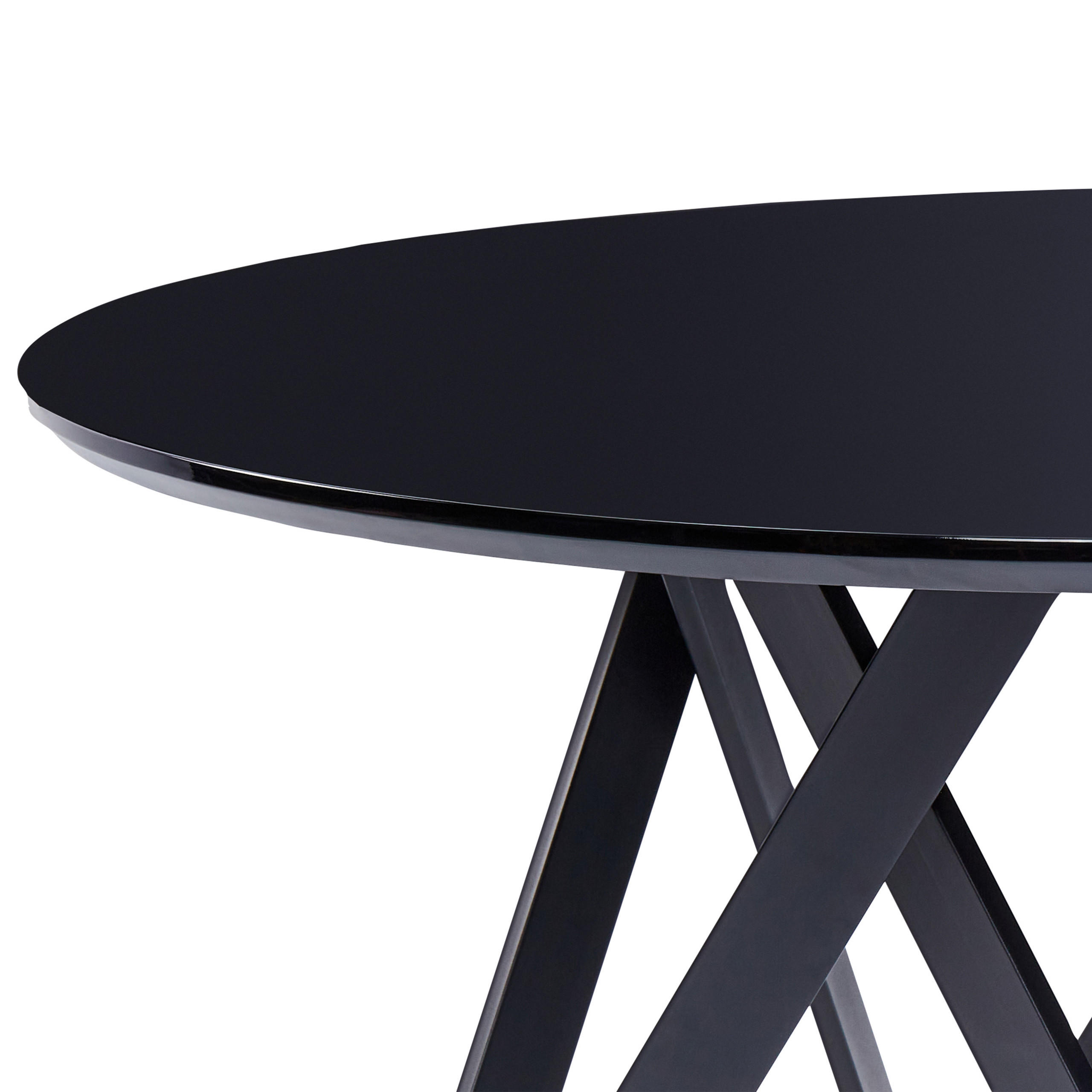 ESSTISCH schwarz glänzend 120 cm rund Oxhill - Schwarz, Holzwerkstoff (120/120/76cm) - Beliani
