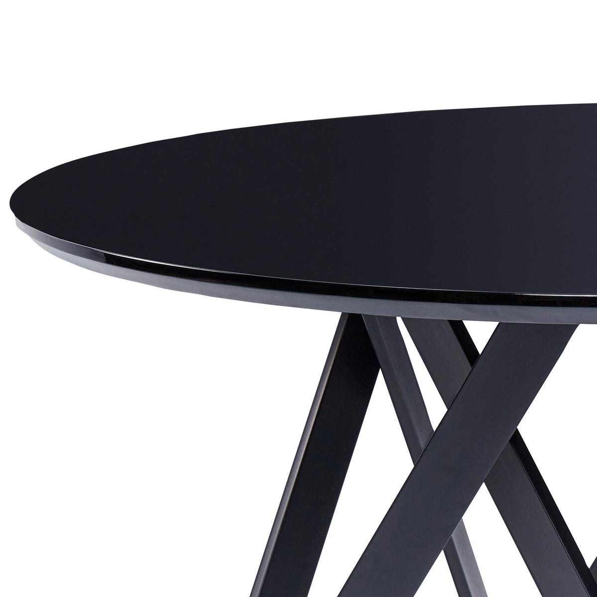 ESSTISCH schwarz glänzend 120 cm rund Oxhill - Schwarz, Holzwerkstoff (120/120/76cm) - Beliani