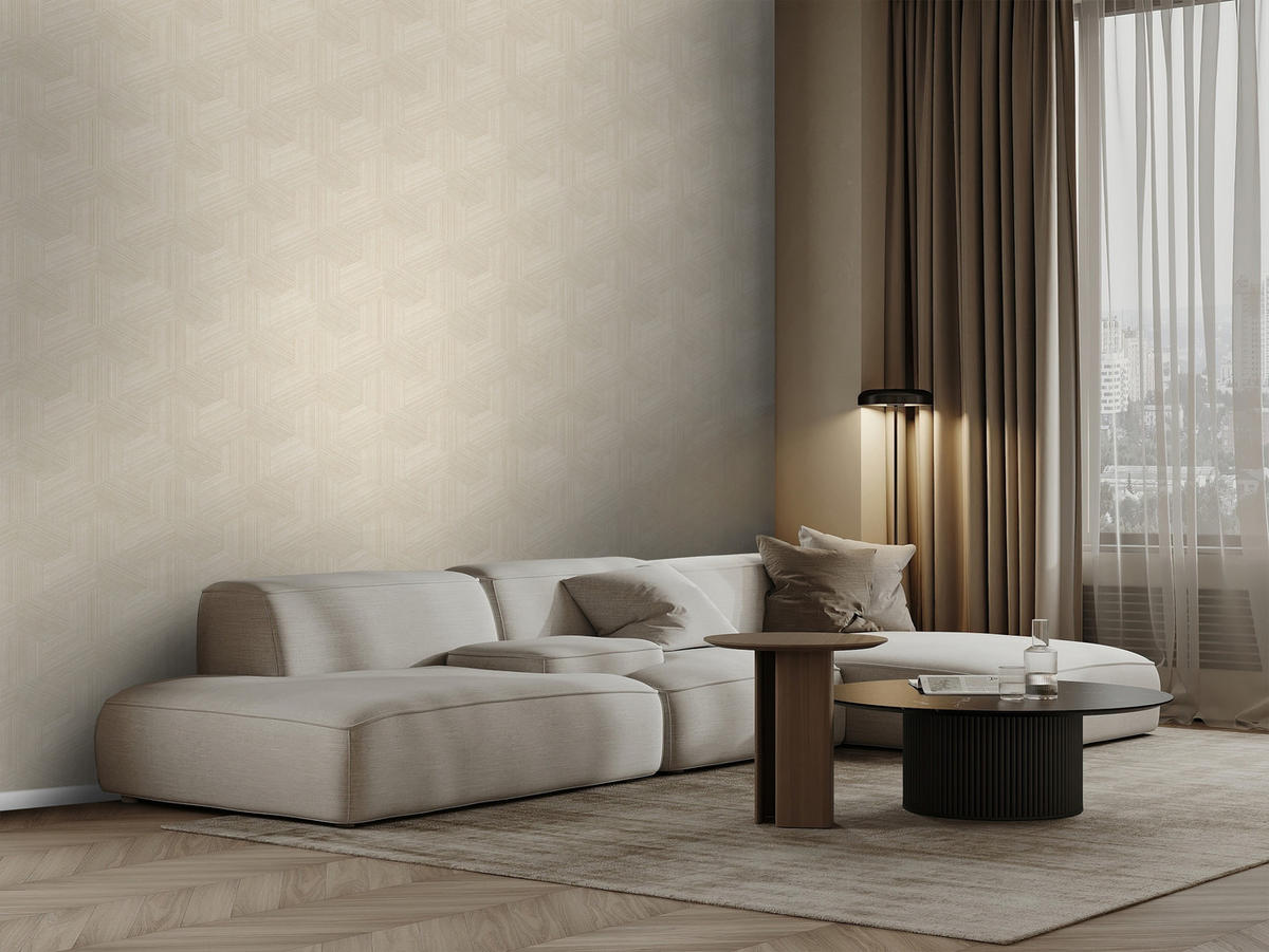 TAPETE 3D-Muster 50 x 900 cm - Beige, Papier (50/900cm) - Origin Wallcoverings