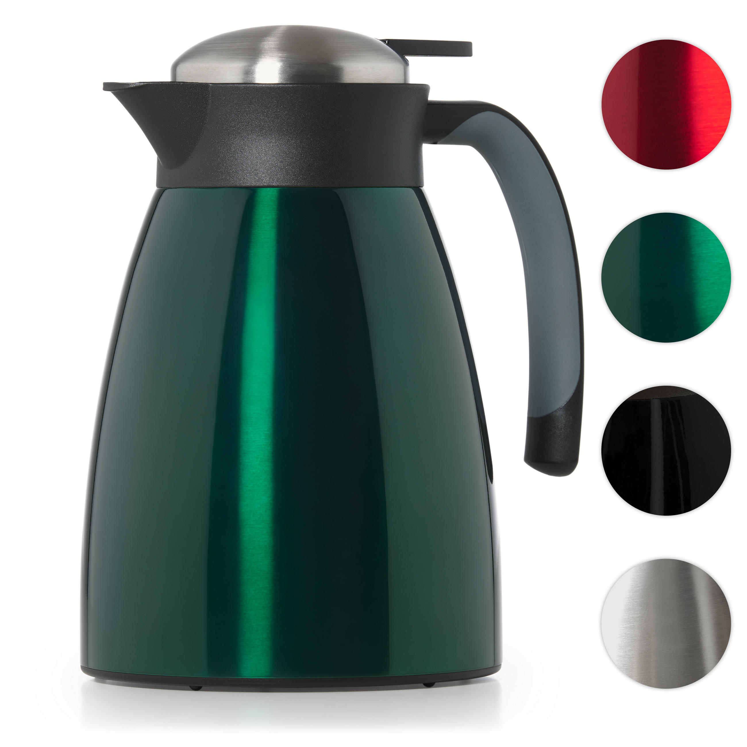 XXL Thermoskanne Kaffee Carla 1L Dunkelgrün – Große Isolierkanne 1000 ml - Dunkelgrün, Metall (1L) - Blumtal
