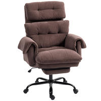 BÜROSTUHL, Ergonomischer Schreibtischstuhl mit Armlehne, Fußstütze, Kaffee - Schwarz/Braun, Textil/Metall (77/116/80cm) - HOMCOM