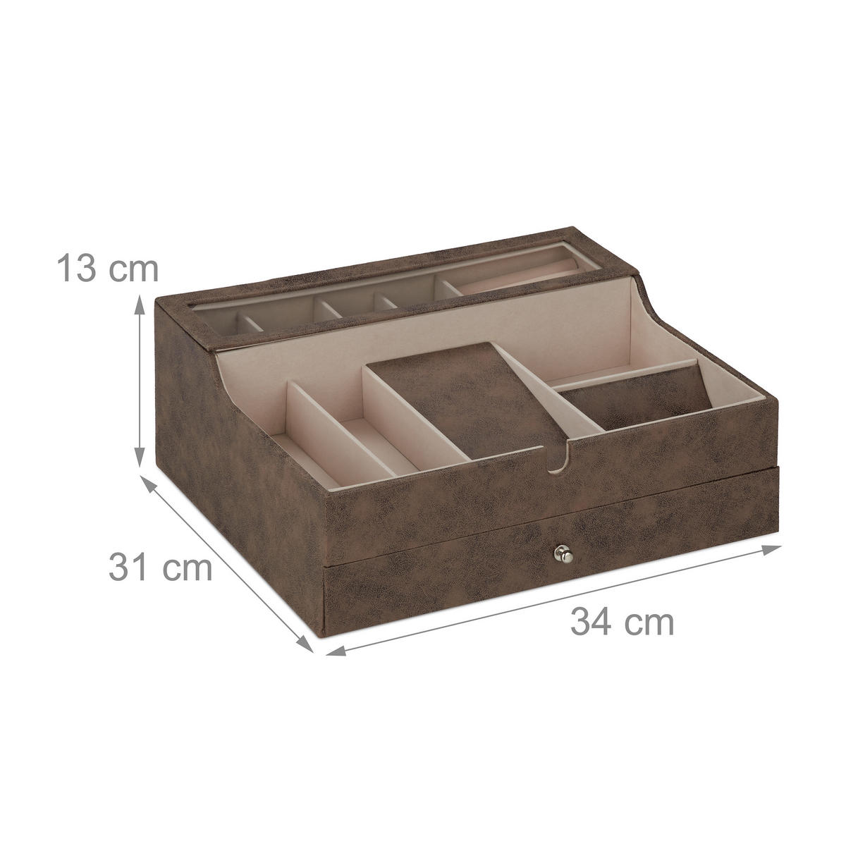 SCHMUCKKÄSTCHEN - Multicolor, Holzwerkstoff/Wellpappe (34/13/31cm) - Relaxdays