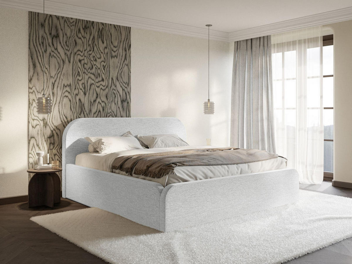 POLSTERBETT Umike Hellgrau Chenille mit Bettkasten 180x200 cm - Hellgrau, Textil (180/200cm) - Selsey