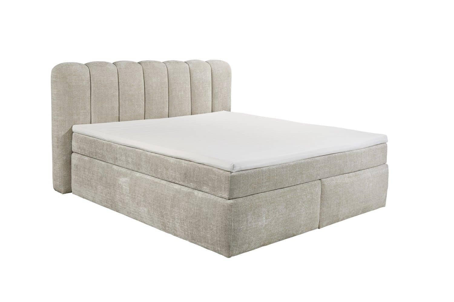 BOXSPRINGBETT 180/200x200 – Duo 7-Zonen-Tonnentaschen-Federkernmatratze & HR‑30 Topper - Taupe/Beige, Holz/Textil (180/200cm) - ed exciting design