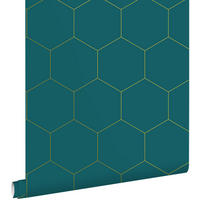 TAPETE Wabenmuster 53 cm x 10.05 m - Blau, Papier (53/1000cm) - ESTAhome