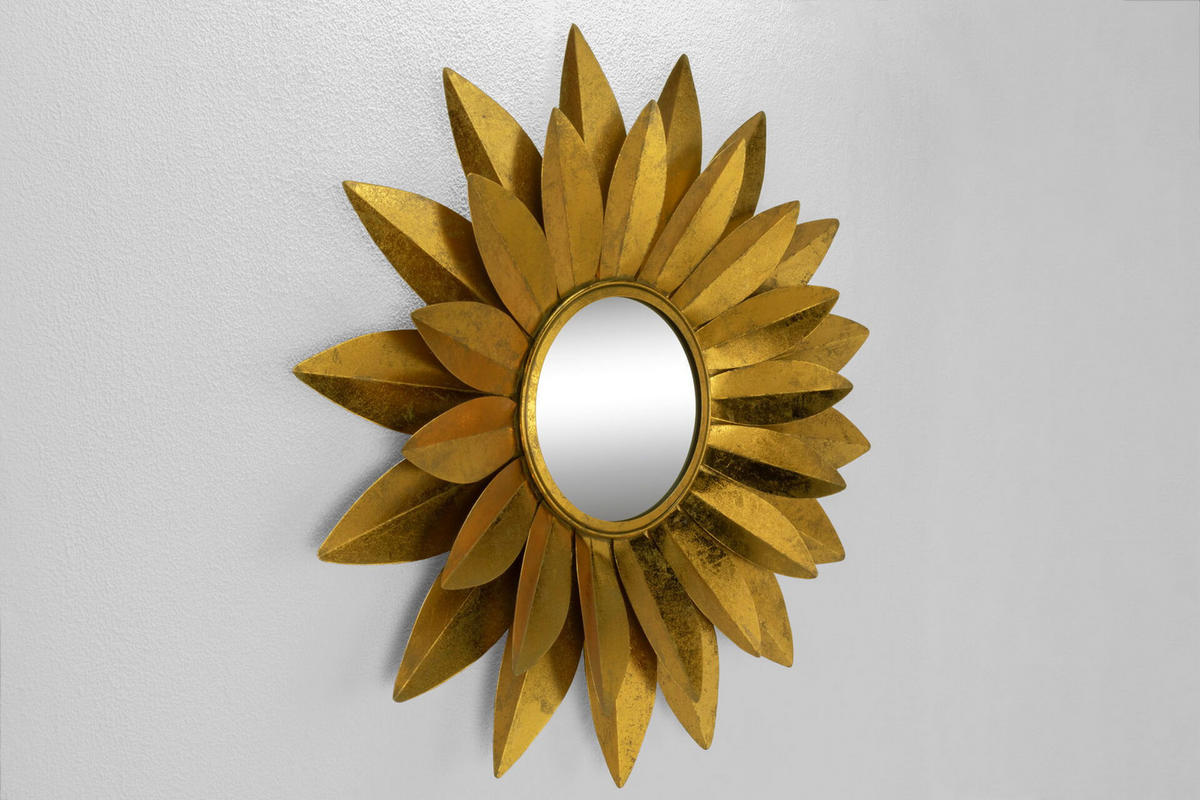 WANDSPIEGEL Gold 90/90 cm - Goldfarben, Metall (10.9/90/7cm) - KUNSTLOFT