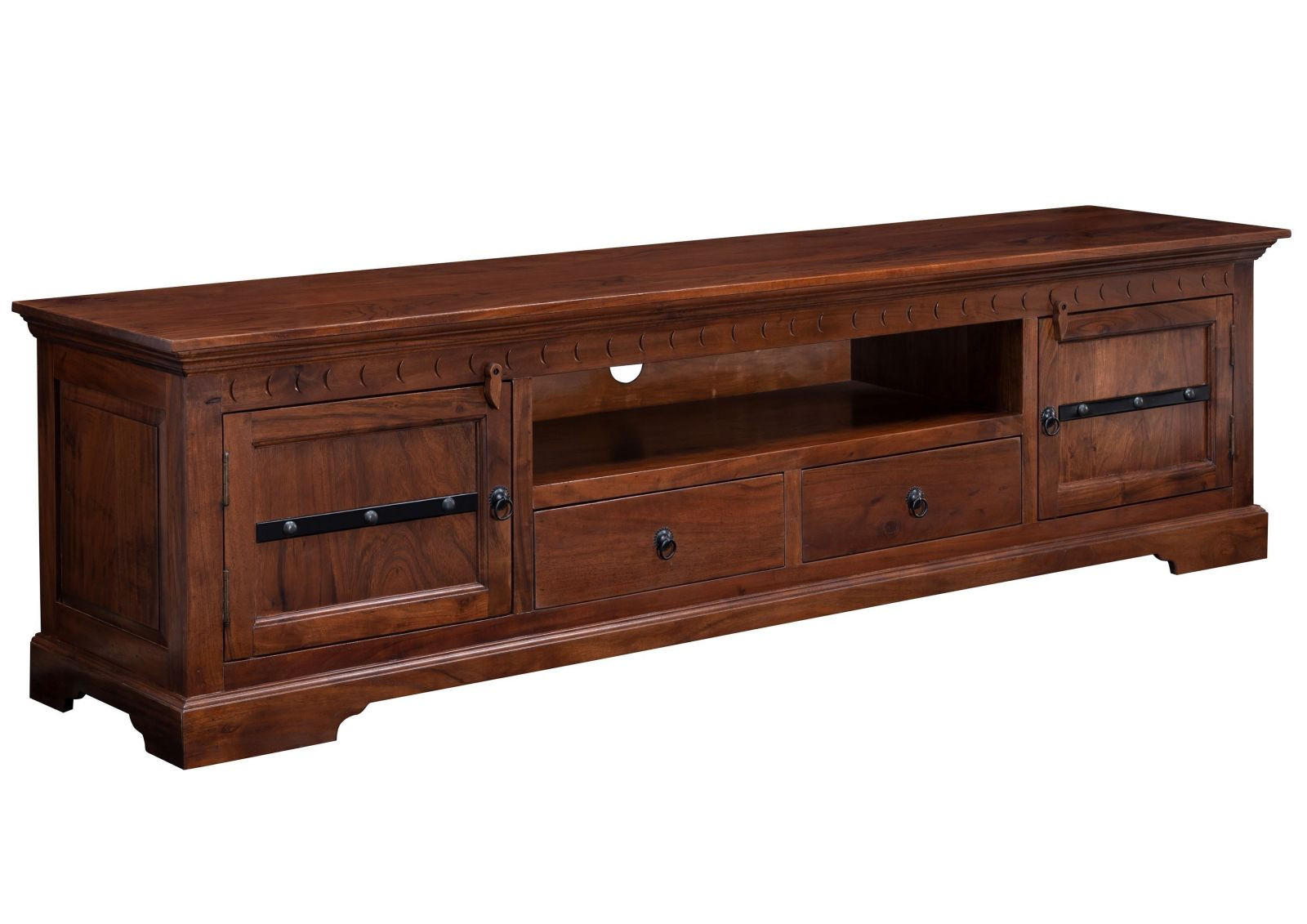 TV-BOARD Akazie 200x45x55 nougat lackiert OXFORD #326 - Dunkelbraun, Holz (200/55/45cm) - Massivmoebel24
