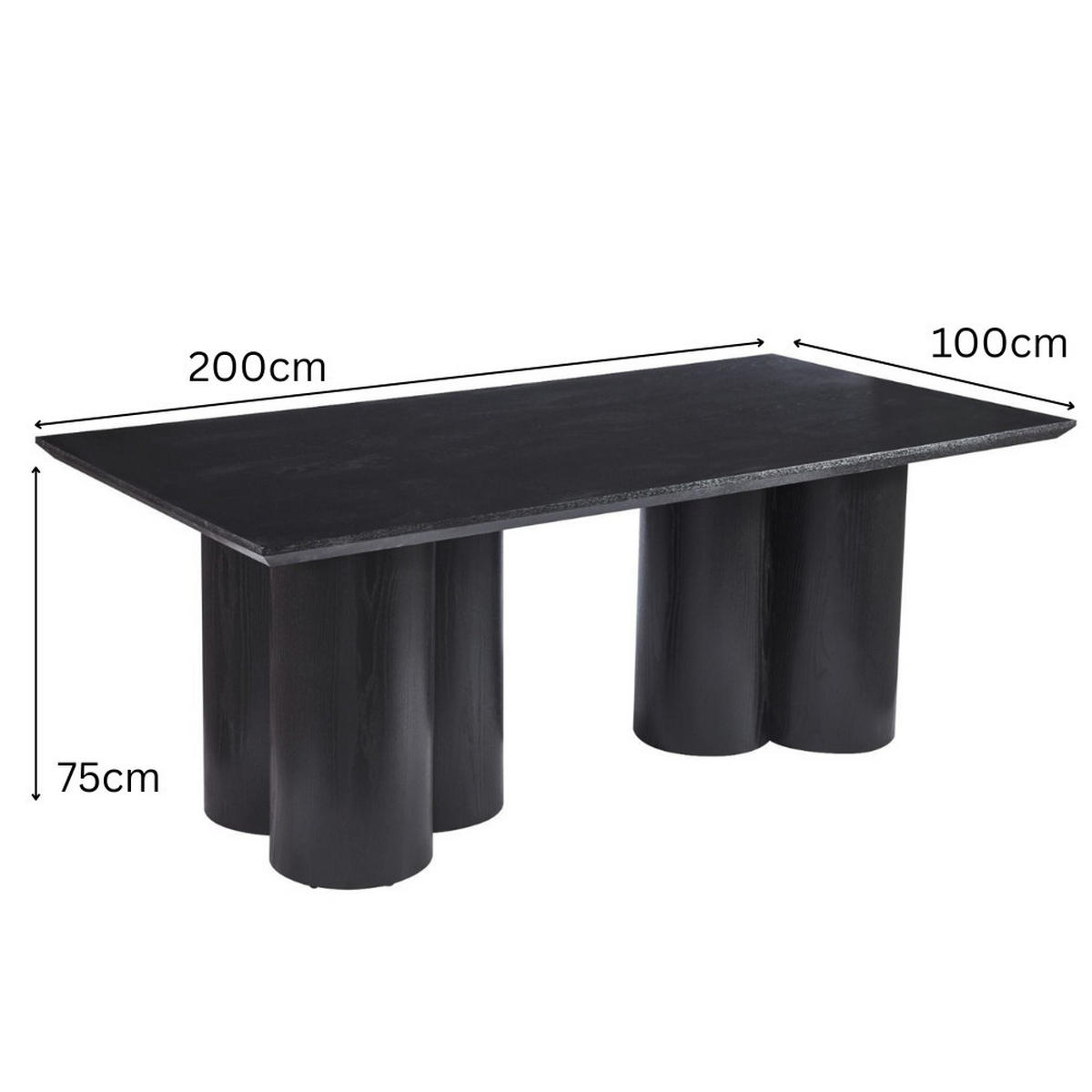 ESSTISCH ENNa 200 cm Schwarz - Schwarz, Holz (200/100/75cm) - alesvelt