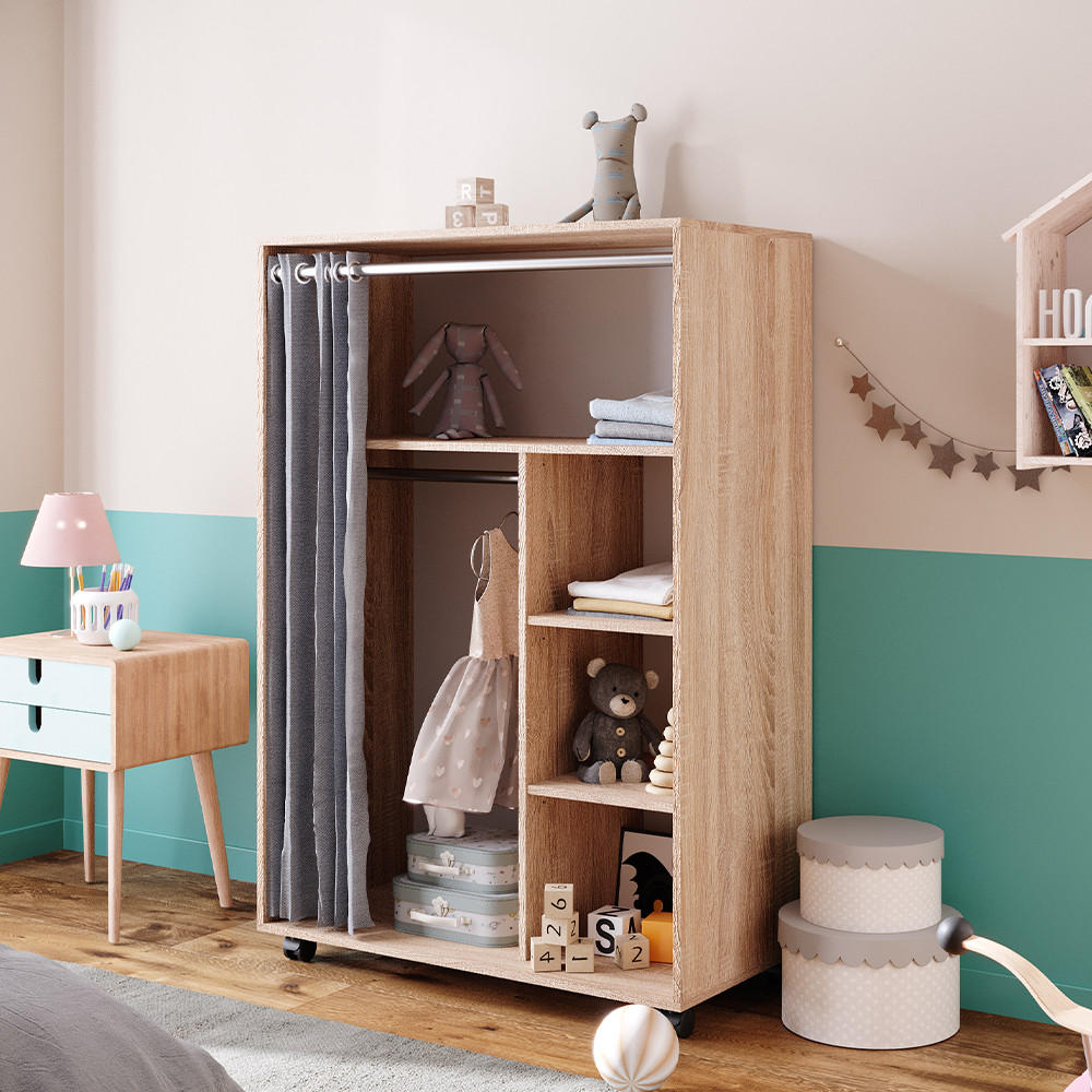 KLEIDERSCHRANK Doros Sonoma 100 x 146.6 cm offen rollbar - Sonoma Eiche, Holzwerkstoff (100/146.6/50cm) - Vicco