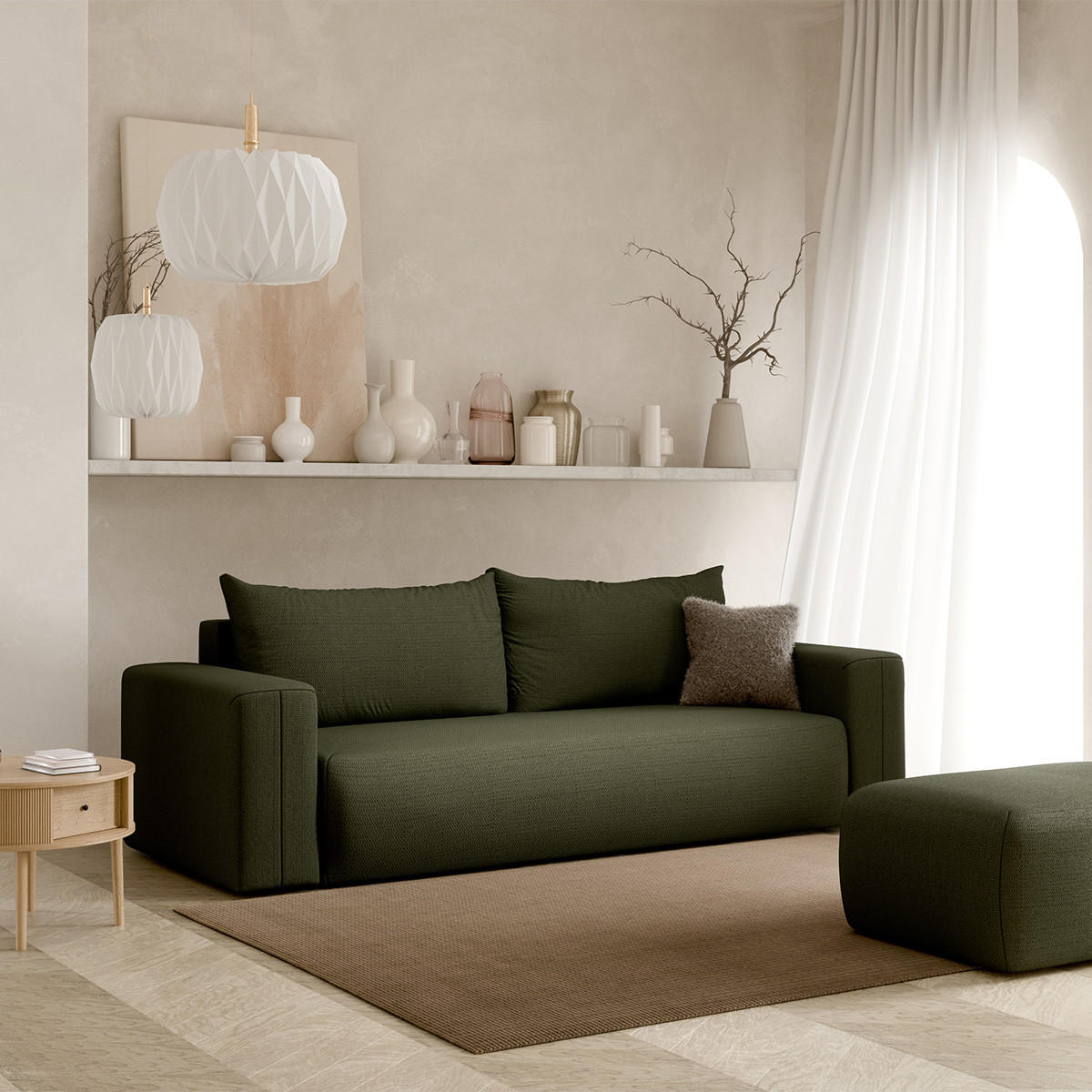 SOFA Bliss 3 Sitzplätze Tannengrün - Grün, Holz (252/72/97cm) - Petits-meubles