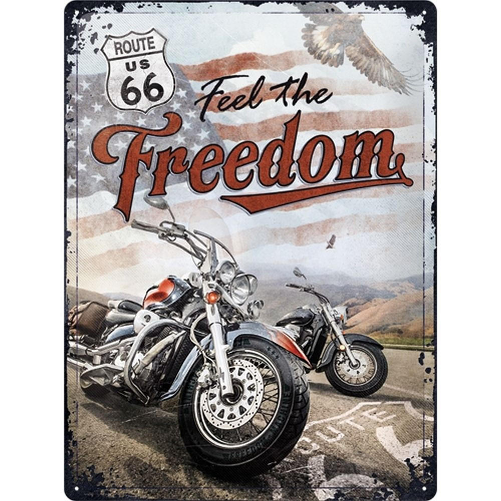 BLECHSCHILD 30/40 cm US Highways Route 66 Freedom - Multicolor, Metall (30/40/0.2cm) - Nostalgic-Art
