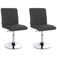 DREHSTUHL 2er Set Stoff dunkelgrau - Chromfarben/Dunkelgrau, Textil/Metall (44/81/60cm) - CLP