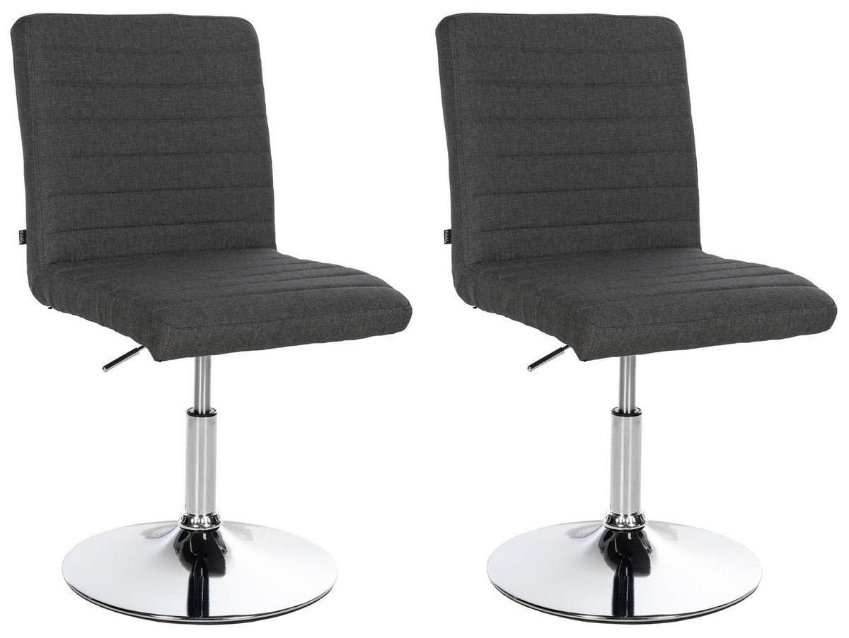 DREHSTUHL 2er Set Stoff dunkelgrau - Chromfarben/Dunkelgrau, Textil/Metall (44/81/60cm) - CLP
