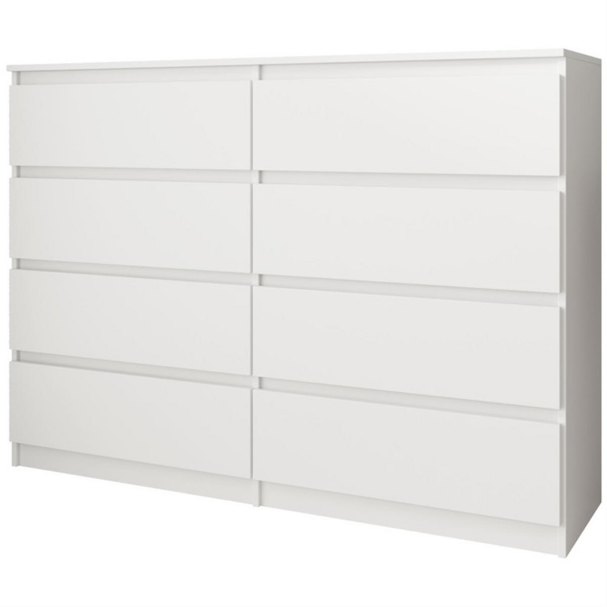 KOMMODE Look 120 cm mit acht Schubladen, weiß - Weiß, Holzwerkstoff (120/93/33cm) - Beautysofa