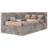 POLSTERBETT TILVO 90/200 - Hellbraun Cord - Schaumstoffmatratze - Rechts - Hellbraun, Textil (200/90cm) - MKS