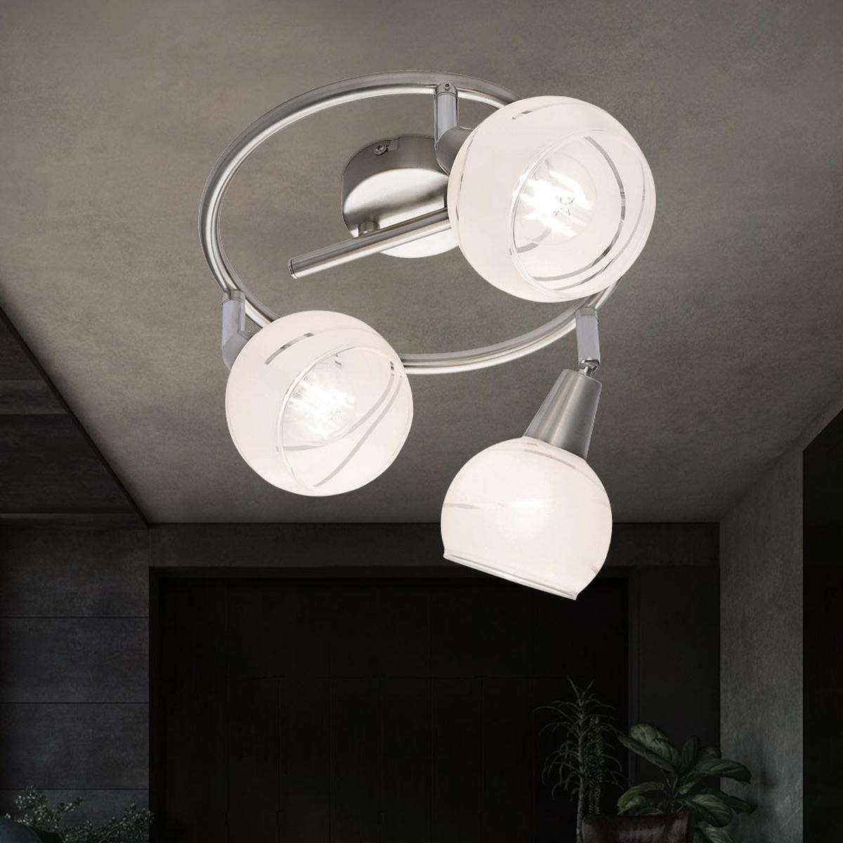 LED DECKENLEUCHTE Metall Chrom Silber - Silberfarben, Glas (25/25/21cm) - Globo Lighting