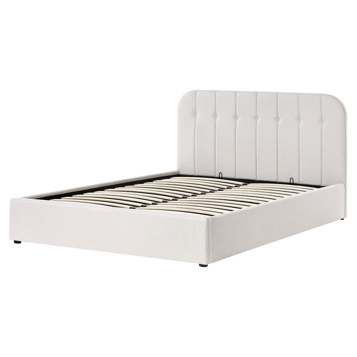 BETT mit Stauraum 160/200 cm Stoff Cremeweiß Challans - Creme, Textil (160/200cm) - Beliani