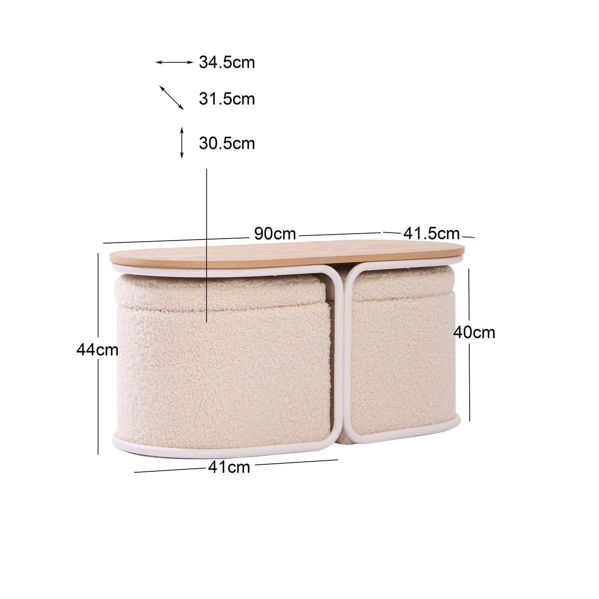 COUCHTISCH Rund Braun 90 x 41.5 x 44 cm - Weiß, Holz (41.5/90/44cm) - Nordlys