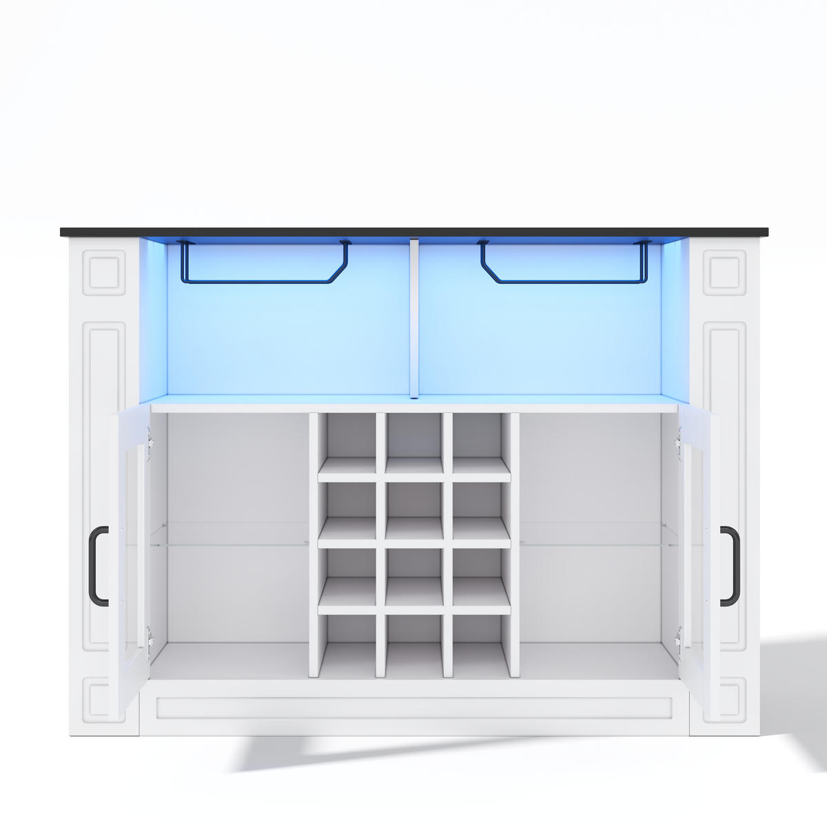 WEINSCHRANK DE-38730 120/35/84 cm LED-Beleuchtung und 12 Weinfächer Weiß - Weiß, Holzwerkstoff (120/84/35cm) - ComfortXL