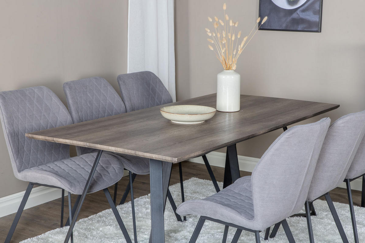 TISCHGRUPPE Grau - Grau, Holzwerkstoff (90/75/180cm) - ebuy24