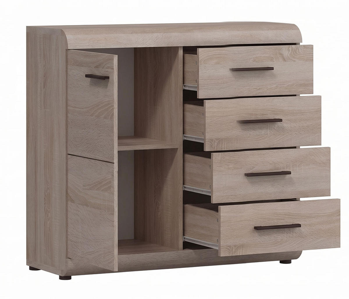 KOMBIKOMMODE Link Sonoma Eiche 80 / 42 / 86,5 cm - Braun/Sonoma Eiche, Holz/Holzwerkstoff (80/86/42cm) - Feldmann-Wohnen