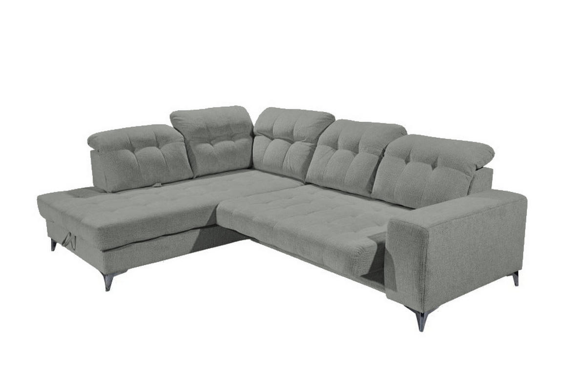 ECKSOFA mit elektronischem Sitzvorschub, Bettkasten und USB-Anschluss - Anthrazit/Schwarz, Textil/Metall (289/220cm) - ed exciting design