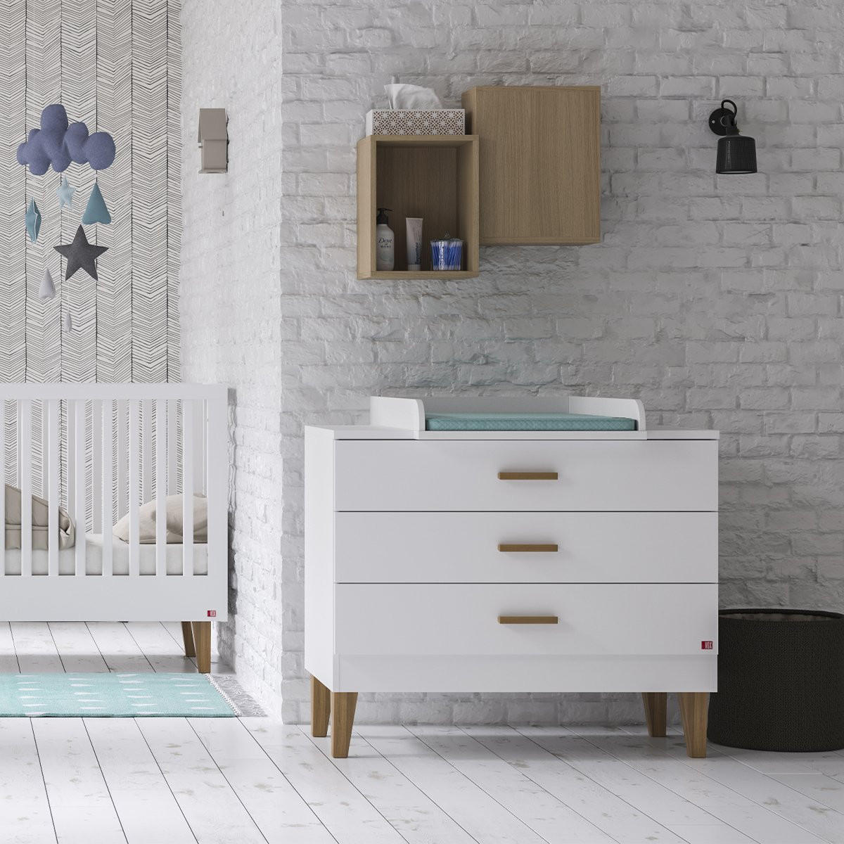 KOMMODE mit 3 Schubladen L100 x H86.5 cm - Lounge - Weiß, Holzwerkstoff (55/86.5/100cm) - Calicosy