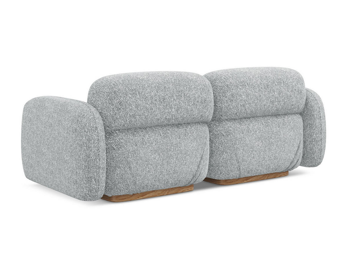3-SITZER SOFA Strukturstoff Stoff Grau - Silberfarben/Braun, Holz/Textil (190/73/95cm) - Makamii