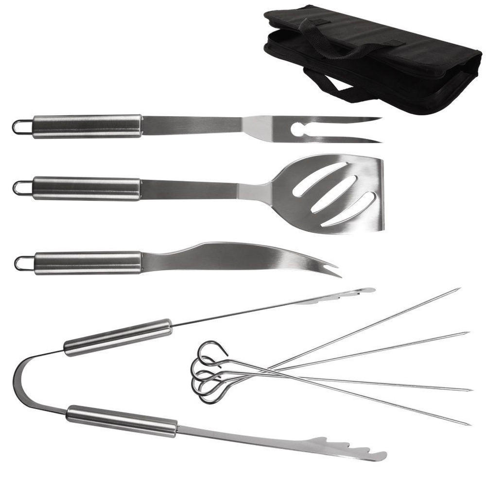 GRILLBESTECK-SET Edelstahl im Etui 9-teilig Silberfarben - Silberfarben, Metall (34.5cm) - Orion 