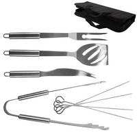 GRILLBESTECK-SET Edelstahl im Etui 9-teilig Silberfarben - Silberfarben, Metall (34.5cm) - Orion 