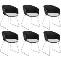 ARMLEHNENSTUHL 6er Set Logart 59 5 x 56 x 80 5 cm schwarz/chrom - Schwarz, Textil (59.5/80.5/56cm) - tectake