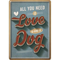 MINIBLECHSCHILD 10/14 cm PfotenSchild Love Dog - Multicolor, Metall (10/14/0.1cm) - Nostalgic-Art