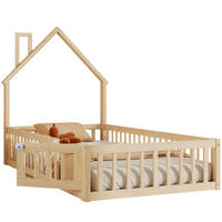 KINDERBETT 90/200 cm mit Lattenrost und Sicherheitsgitter aus Kiefernholz in Schornsteinform, Natur - Naturfarben, Holz (90/200cm) - Redom
