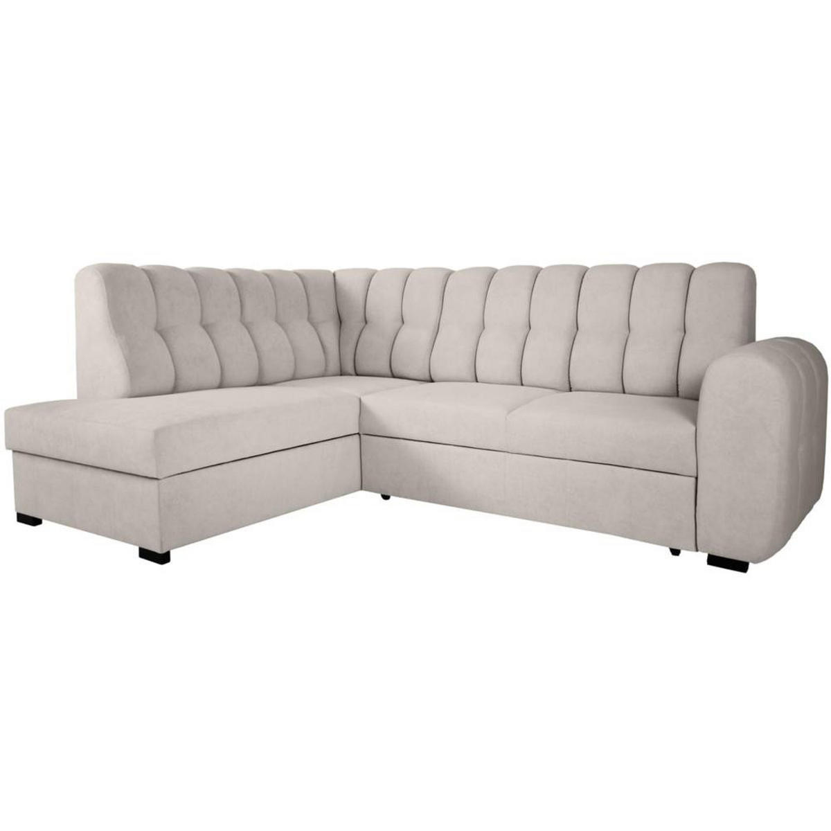 ECKSCHLAFSOFA Zoja links beige - Beige/Schwarz, Textil (261/193cm) - Beautysofa