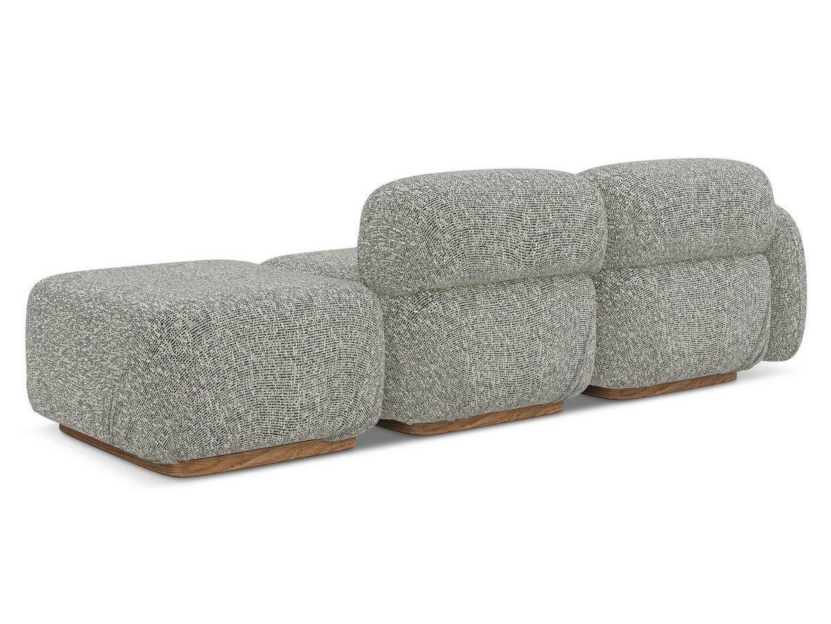 3-SITZER SOFA Rechts Strukturstoff Stoff Beige - Beige/Braun, Holz/Textil (258/73/95cm) - Makamii