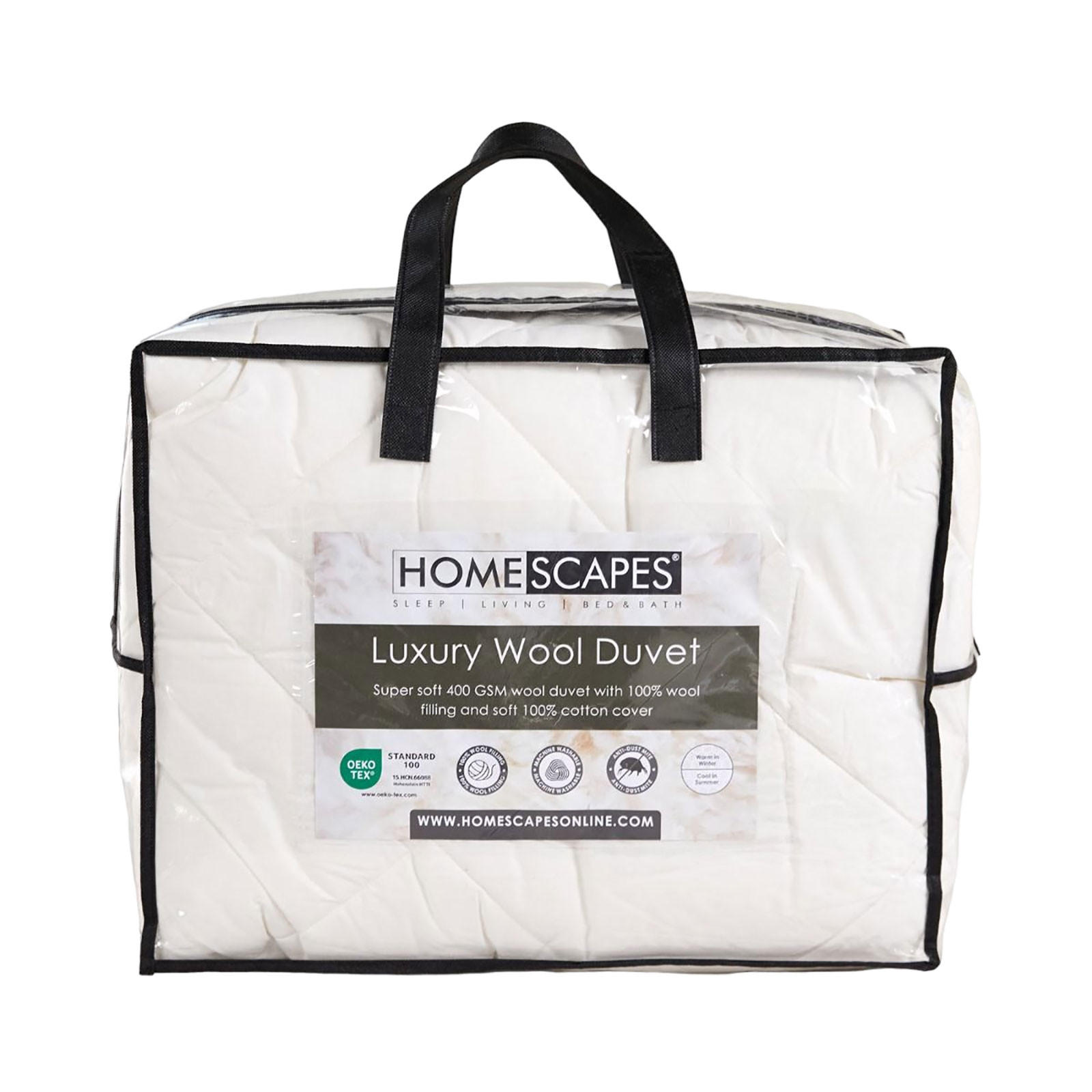 WINTERBETTDECKE Schurwolle 240/220 cm - Weiß, Textil (240/220cm) - Homescapes