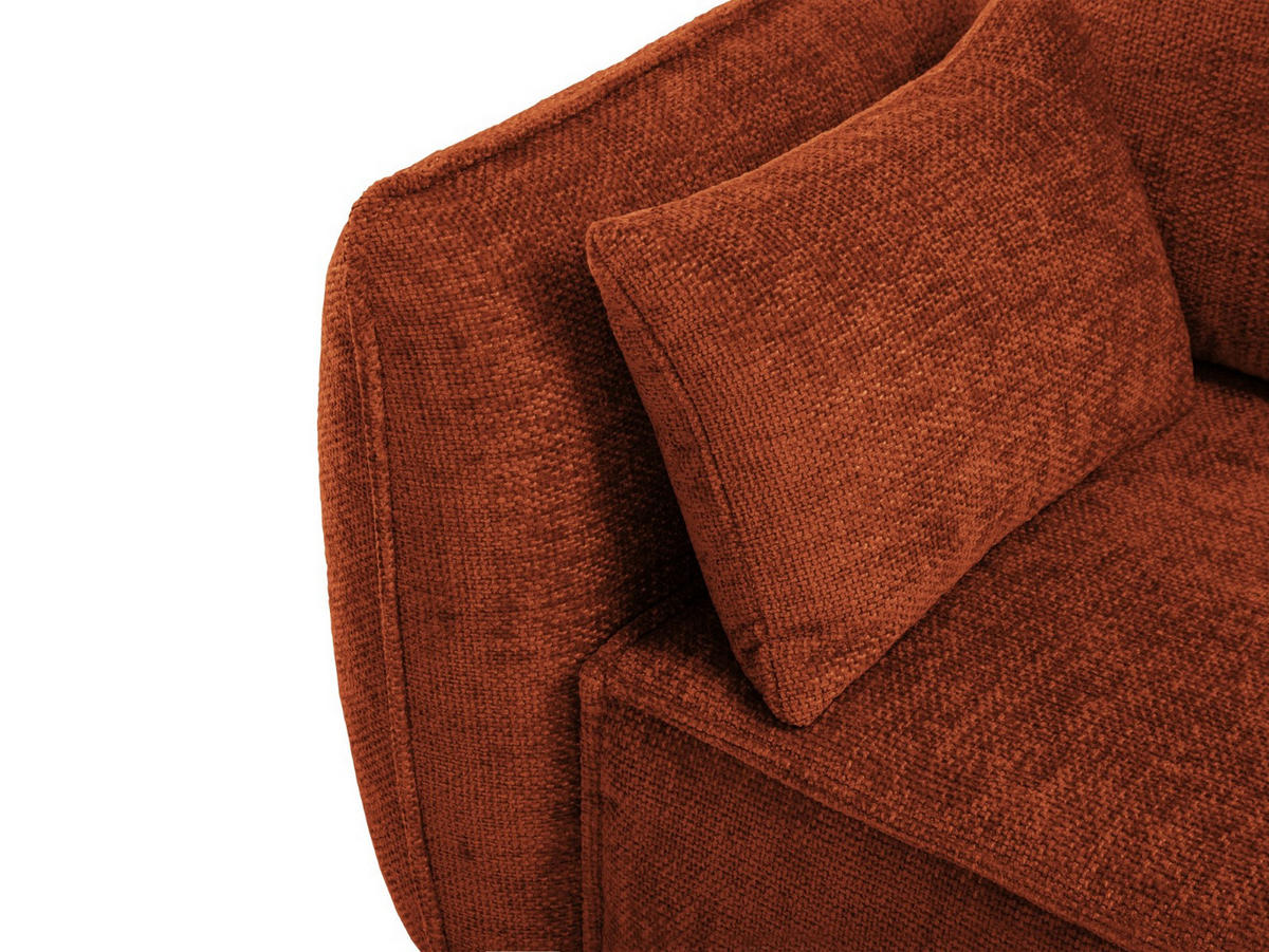 AUSKLAPPBARES-ECKSOFA rechts mit Container Kaelle aus Chenille-Stoff terrakotta 4 Sitzplätze - Terracotta, Textil (165/252cm) - Micadoni