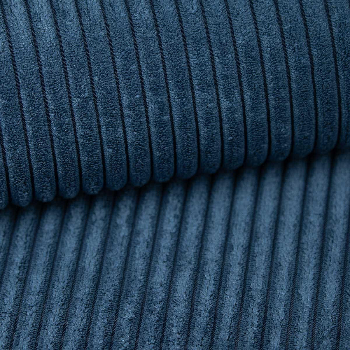 ECKSOFA PARIS – L-Form mit Schlaffunktion & Bettkasten Flauschiger Cord Stoff POSO Blau - Blau, Kunststoff (239/222cm) - Wohnideebilder