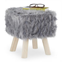 FELLHOCKER - Grau, Holz/Holzwerkstoff (32/37/32cm) - Relaxdays