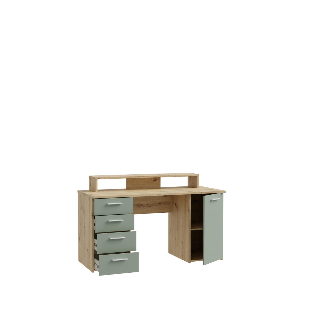 JUGENDZIMMER Salbei in Mauvella Eiche und Salbei 4 teilig Kinderzimmer Komplett Set - Braun, Holzwerkstoff (80/200/120cm)