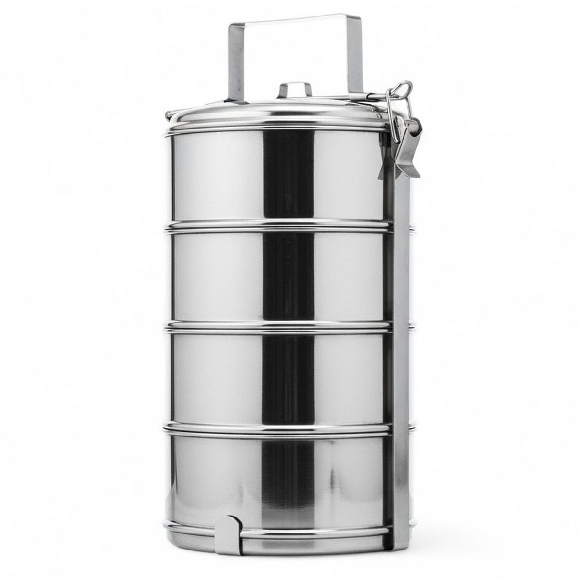 LUNCHBOX 4-stöckige aus Stahl 4 x 1 l - Silberfarben, Metall (16/31/16cm) - Orion 