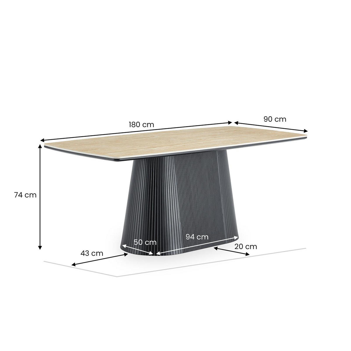 ESSTISCH GRANO beige/schwarz - Beige/Schwarz, Holzwerkstoff (90/180/75cm) - IDIMEX