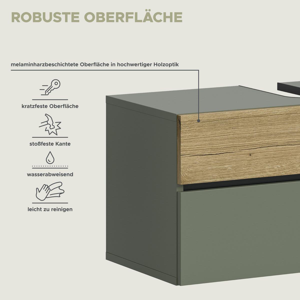 BADKOMBINATION Aqua Sage Green 75/35/191 cm - Grün, Holzwerkstoff (75/191/35cm) - Xonox