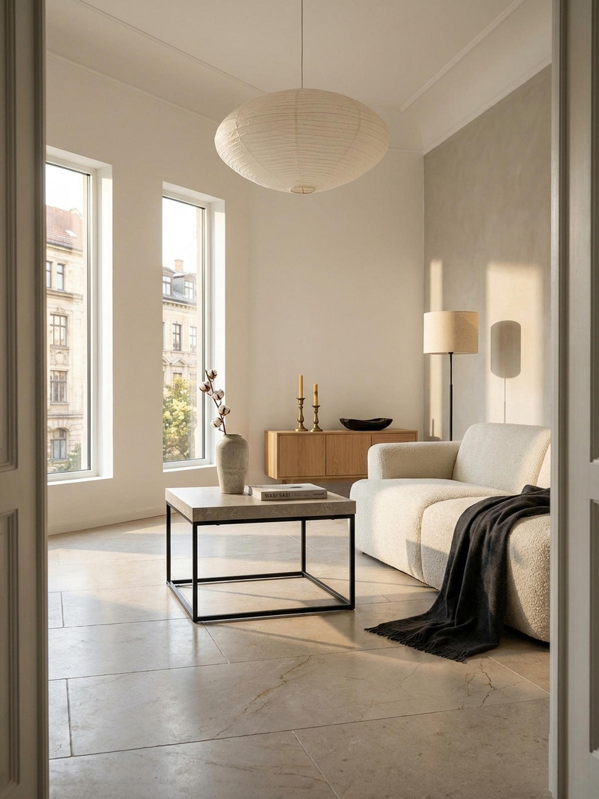 COUCHTISCH in Stein-Optik mit Metallbeinen im modernen Design, Beige 60x60x38 cm - Beige/Schwarz, Holzwerkstoff/Metall (60/60/38cm) - KADIMA DESIGN