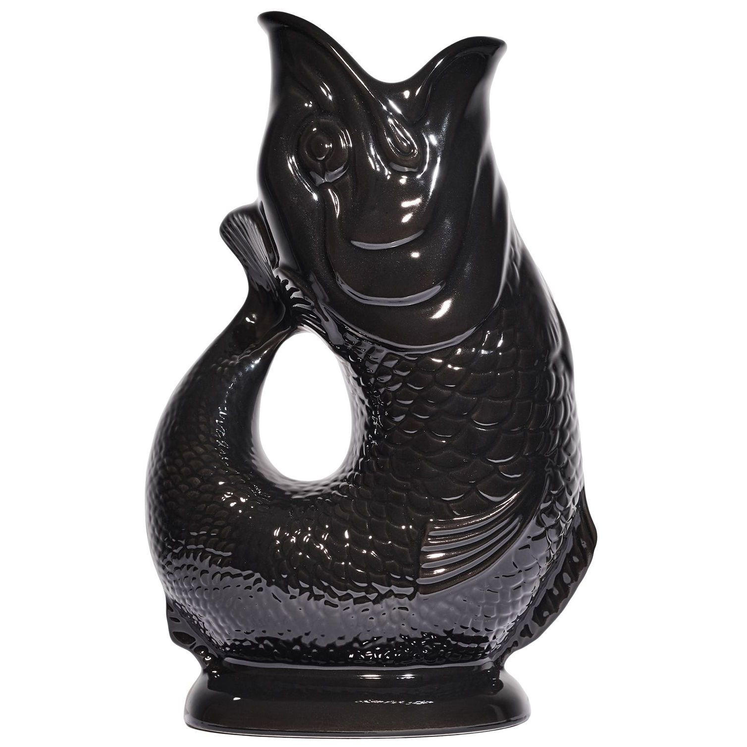 KARAFFE mit „Gluck-Gluck“-Geräusch 27,5/17/9,5 cm - Schwarz Hochglanz, Keramik (1.2L) - Gluckigluck