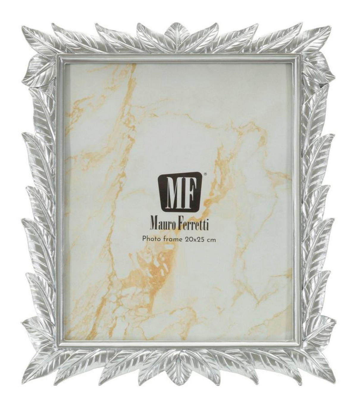 BILDERRAHMEN Leavy, Fotoformat 20 x 25 cm, silberfarben, Polyresin und Glas, Rahmen 27 x 2 x 32,3 cm - Silberfarben, Glas/Kunststoff (27/32.3/2cm) - Mauro Ferretti