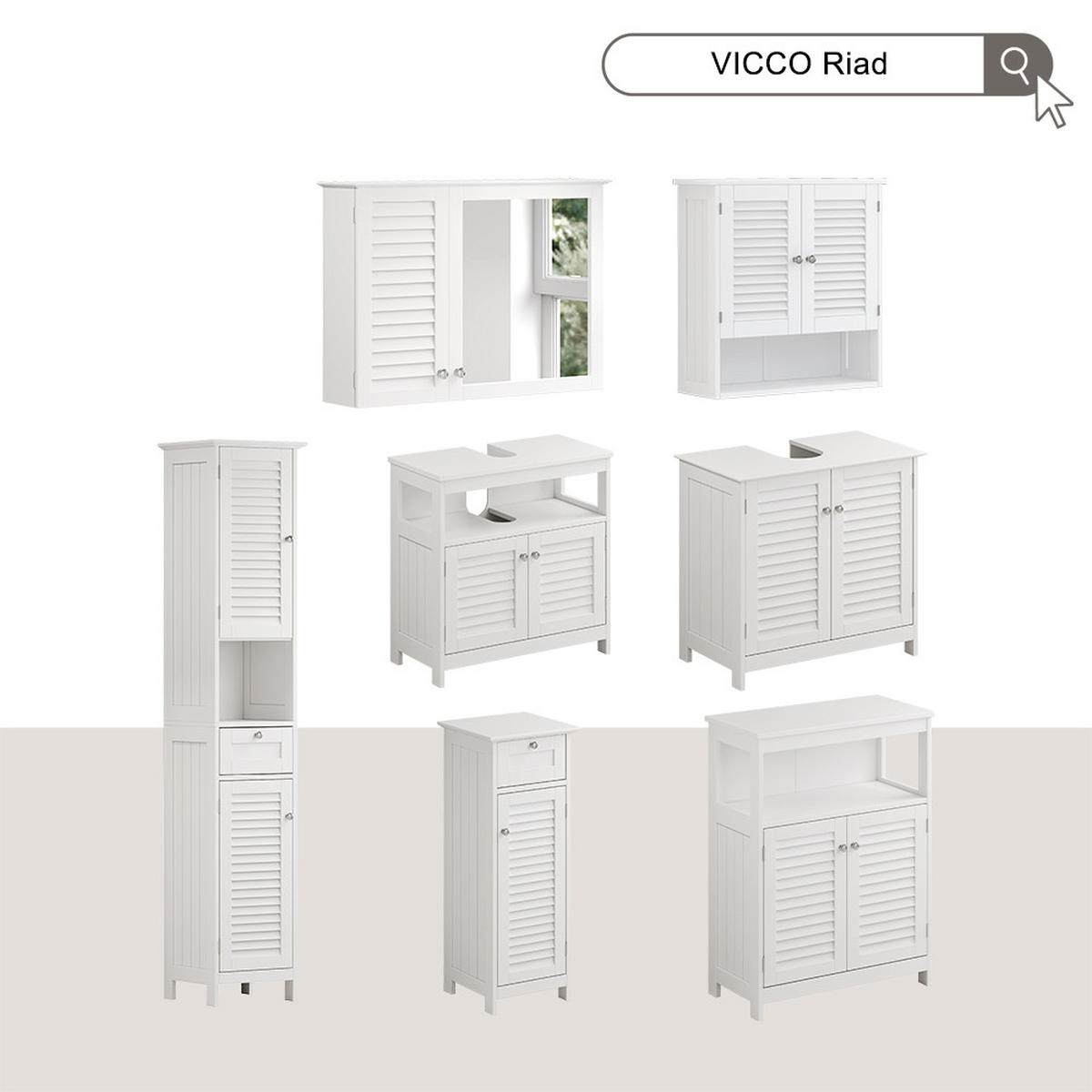 HÄNGESCHRANK Riad Weiß 60 x 66 cm mit 2 Türen - Weiß, Holzwerkstoff (60/66/20cm) - Vicco