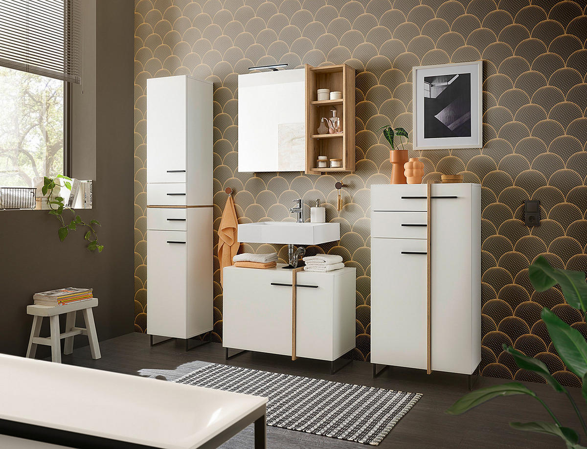 WASCHBECKENUNTERSCHRANK - Weiß, Holzwerkstoff (80/64/41cm) - home24